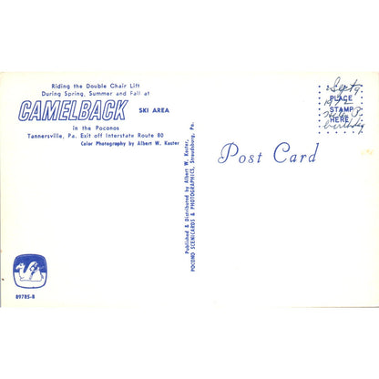 Camelback Ski Area Chair Lift Poconos Tannersville PA Vintage Postcard PD1