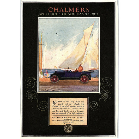 Chalmers w/ Hot Spot & Ram's Horn Chalmers Motor Car Co Detroit c1920 Ad AF8-8