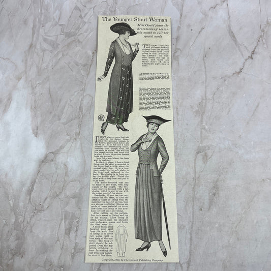 Dressmaking for the Younger Stout Woman 1918 Magazine Ad FL6-10