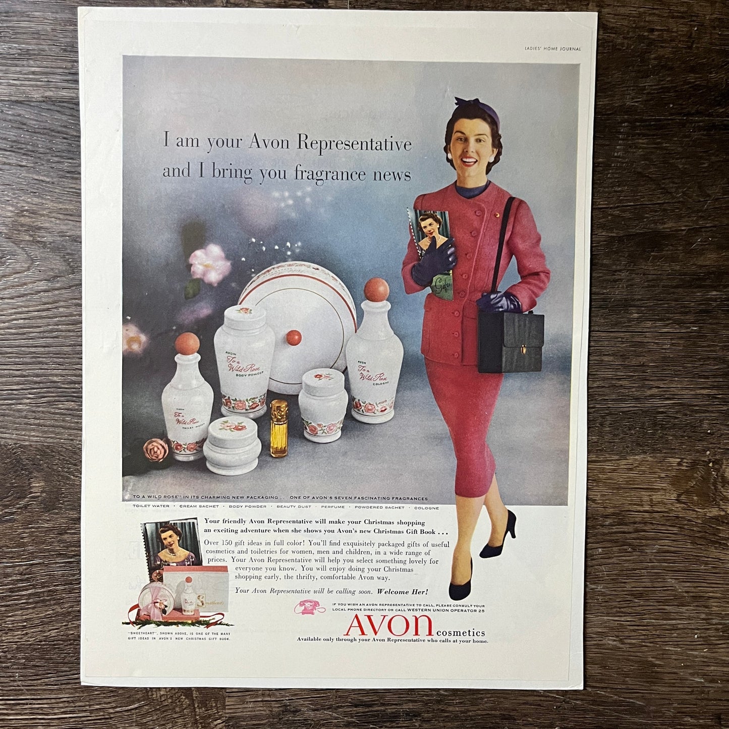 Avon Cosmetics Christmas Shopping Vintage Magazine Ad 10x14 V7