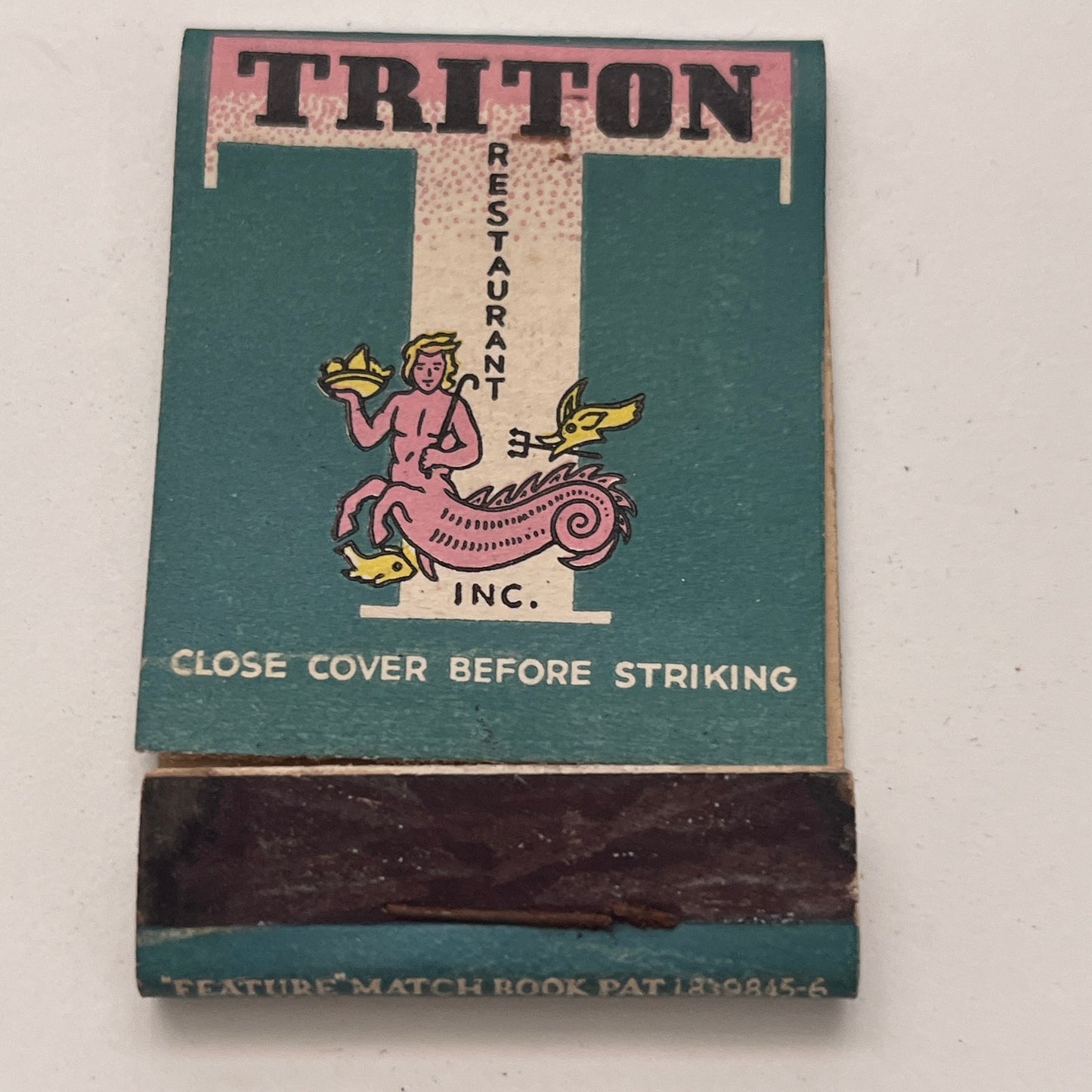 Triton Restaurant 306 Farmington Ave Hartford Vintage Matchbook Cover TB8-MB-5