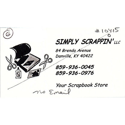 Simply Scrappin LLC Danville KY Vintage Business Card SC9-B9