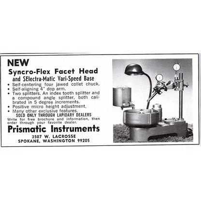 Prismatic Instruments Syncro-Flex Facet Head Spokane WA 1972 Ad AF8-M4