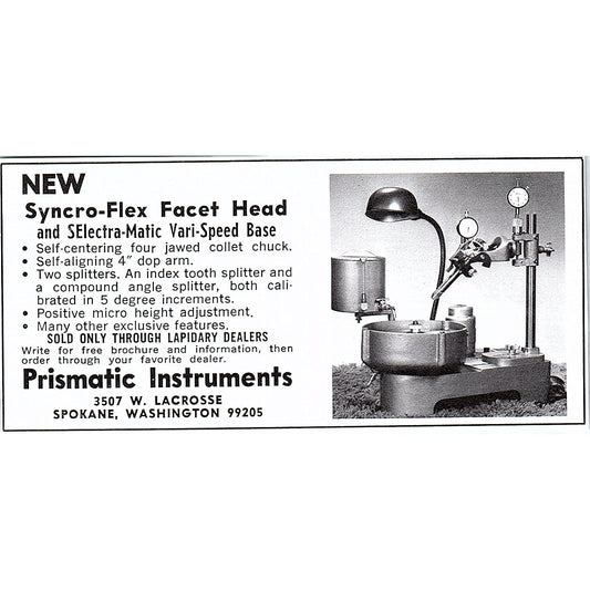 Prismatic Instruments Syncro-Flex Facet Head Spokane WA 1972 Ad AF8-M4