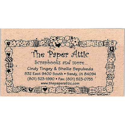 The Paper Attic Cindy Tingey Sheilie Sepulveda Sandy UT Business Card SC9-B10