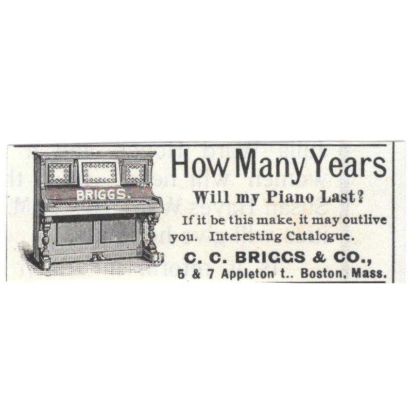 C.C. Briggs & Co Piano Sales Boston MA 1892 Ad AG2-S19