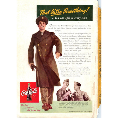 1943 WWII Military Serviceman Extra Something Coke Coca Cola Advertisement D18