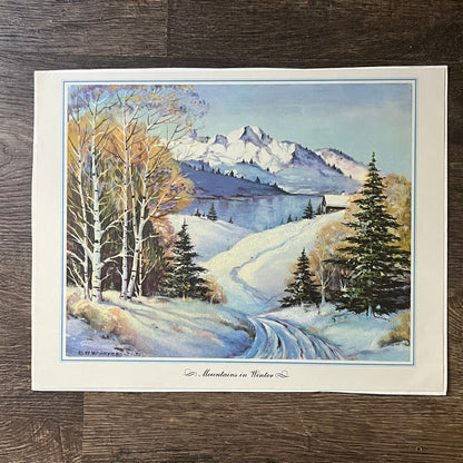 Mountains in the Winter Ernest T Fredericks Vintage Art Print 9x11 V5