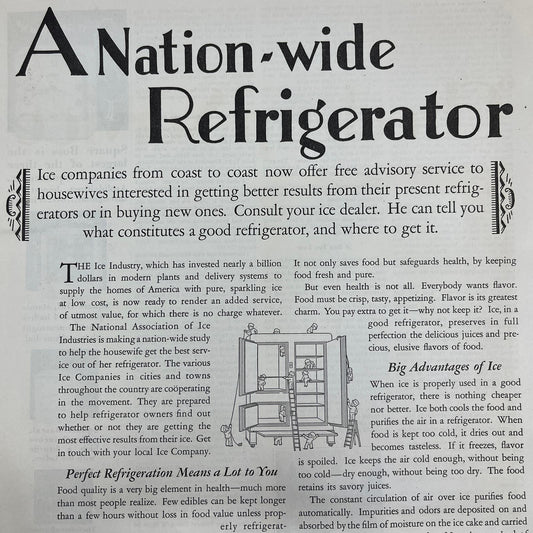 National Association of Ice Industries Refrigerators 1928 Advertisement FL6-8
