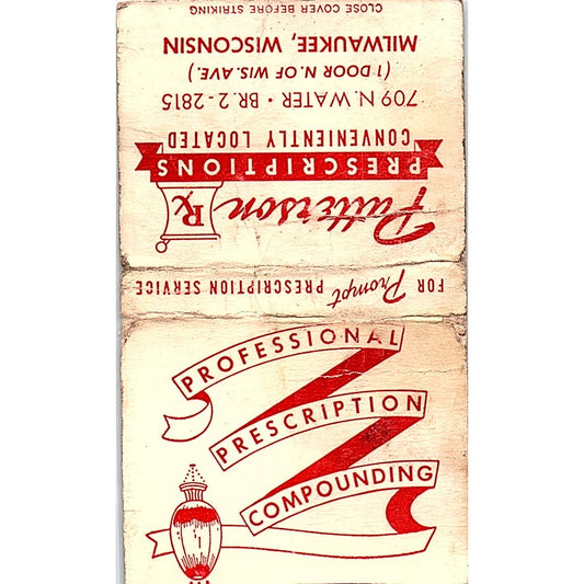 Patterson Drug Store Milwaukee WI Vintage Matchbook Cover SF3-Y4