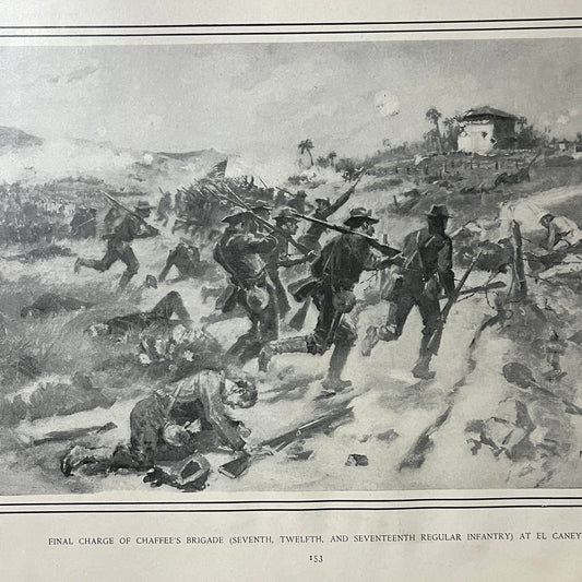 Final Charge of Chaffee's Brigade at El Caney 1898 F.C. Yohn Etching 11x17 V10