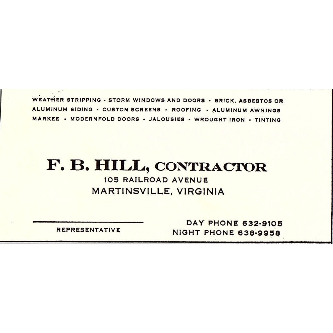 F.B. Hill Contractor Martinsville VA 1960s Ad AG2-M3