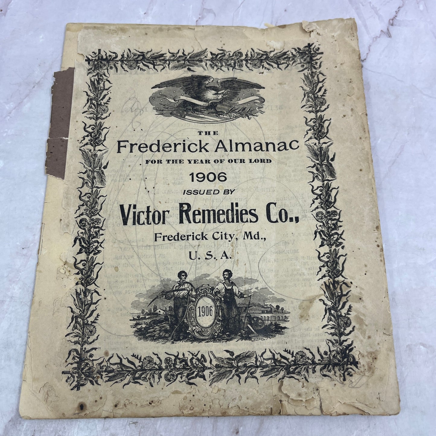 1906 Frederick Almanac Victor Remedies Co Frederick City MD D22