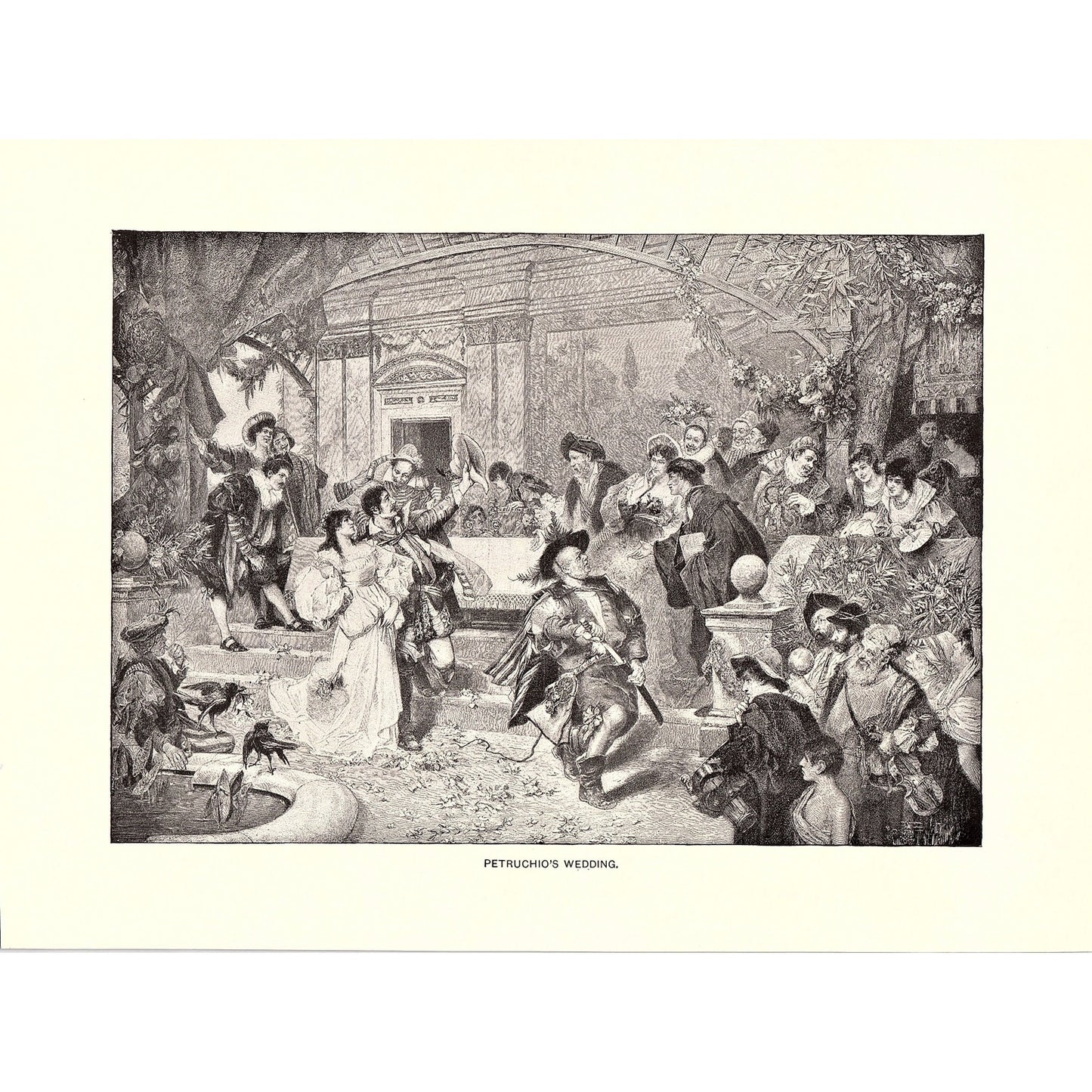 Petruchio's Wedding 1888 Carl Gehrts Engraving Art Print 8x11 V4