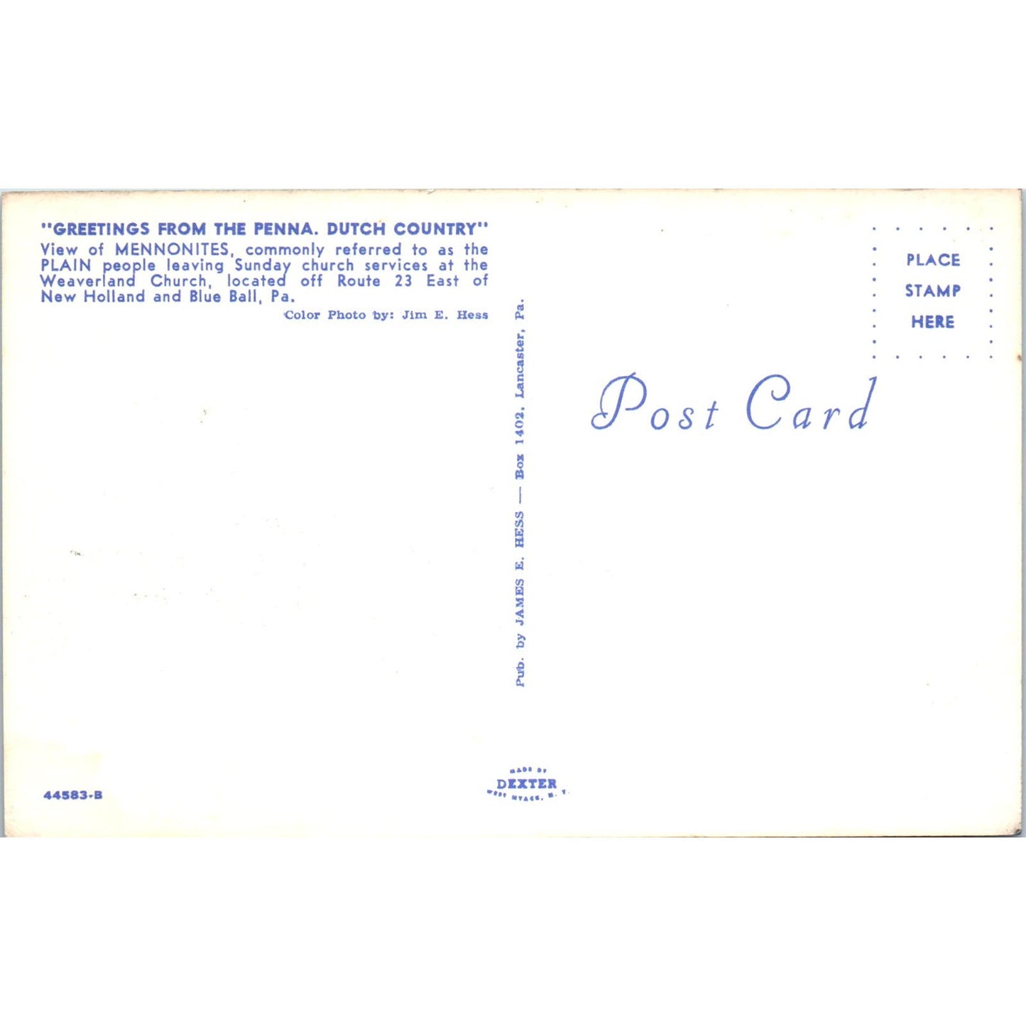 Mennonites Leaving Sunday Church Pennsylvania Dutch Country Postcard PD7