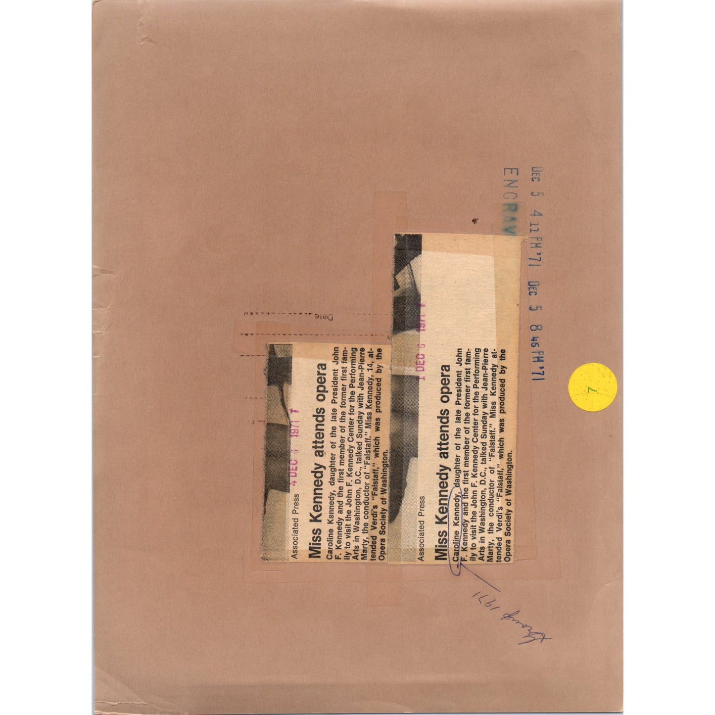 Caroline Kennedy Jean-Pierre Marty at the Opera 1971 8x10 Press Photo D1-P