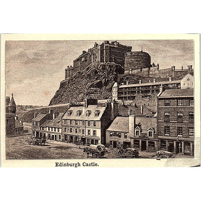 Edinburgh Castle 3x4" 1901 Engraving AF6-M14