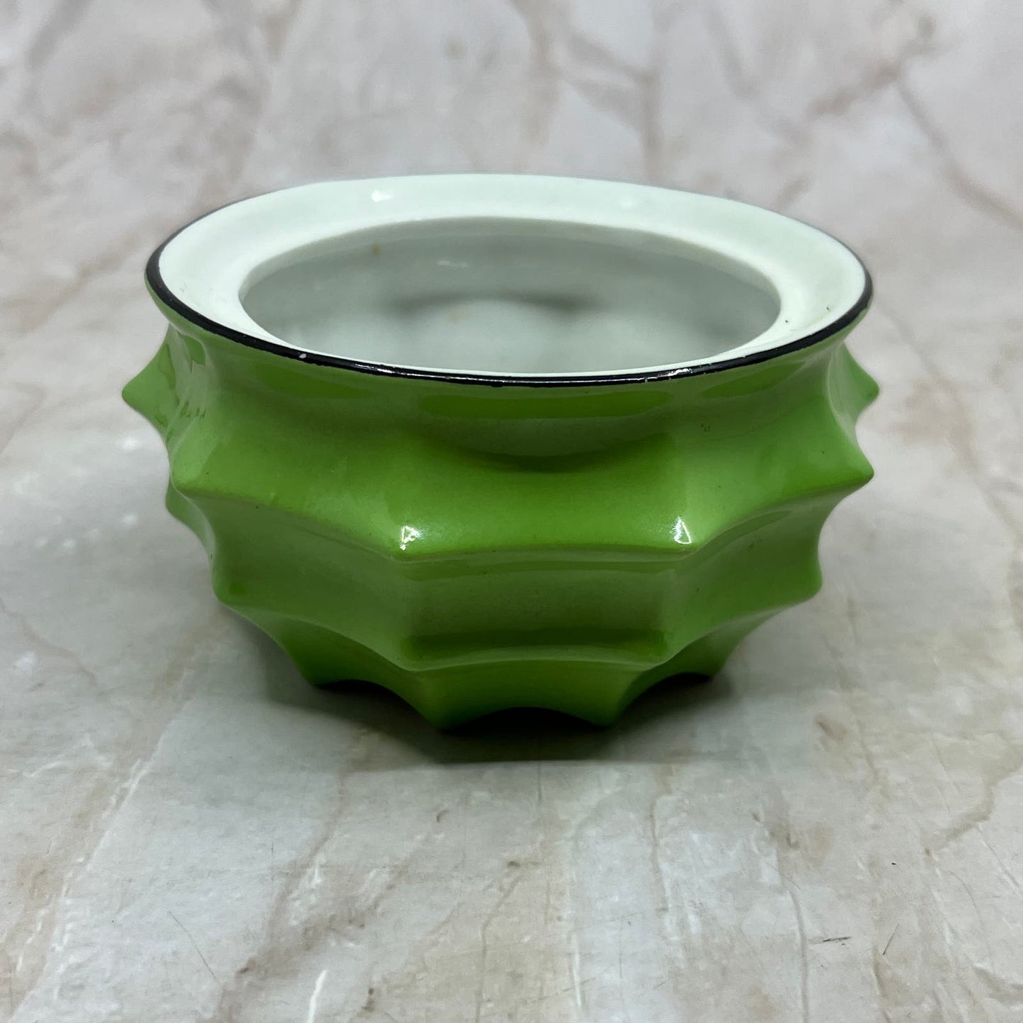 Vintage MCM Key Lime Green Geometric Crock Ceramic Bavaria 3.5” TI9