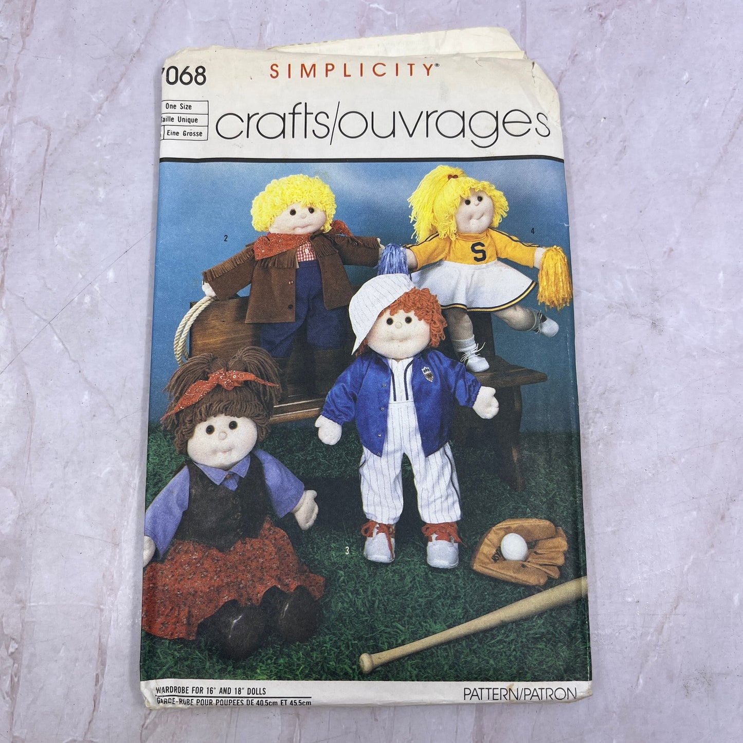 Simplicity 326 / 7068 Doll Clothing Pattern Precious Pals Cabbage Patch Kids TF4