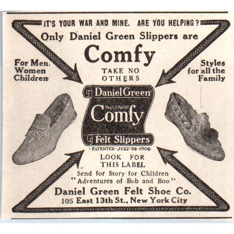 Daniel Green Comfy Felt Slippers New York 1918 Magazine Ad AF1-SS1