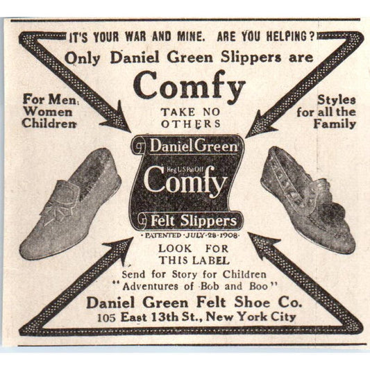 Daniel Green Comfy Felt Slippers New York 1918 Magazine Ad AF1-SS1