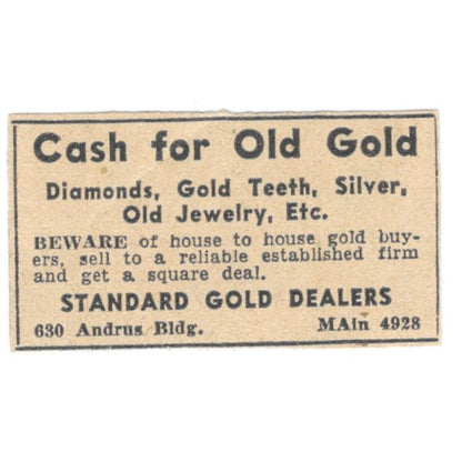 Standard Gold Dealers Andrus Building 1935 Minneapolis Journal Ad AE7-H3