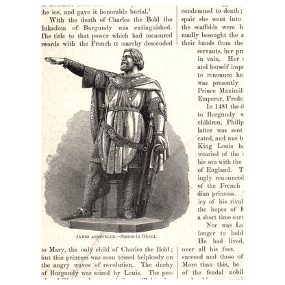 Death of Charles the Bold 1911 Engraving Print AF5-7