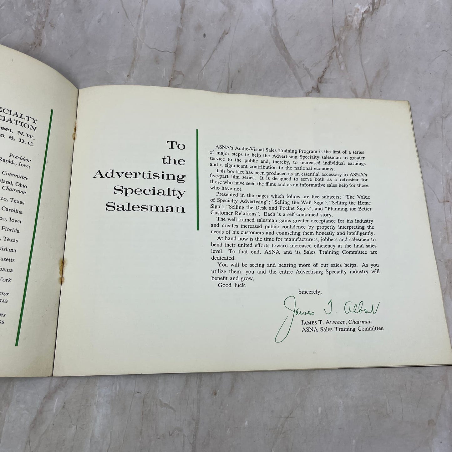 1959 ASNA Sales Training Program Manual Advertising Specialty Salesmen TI9-P4