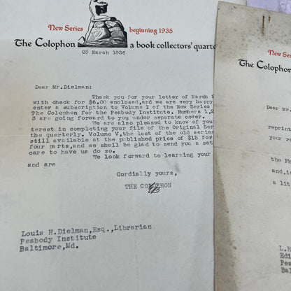 1930s Lot of 3 Leaflets - The Colophon Book Collectors Quarterly D22