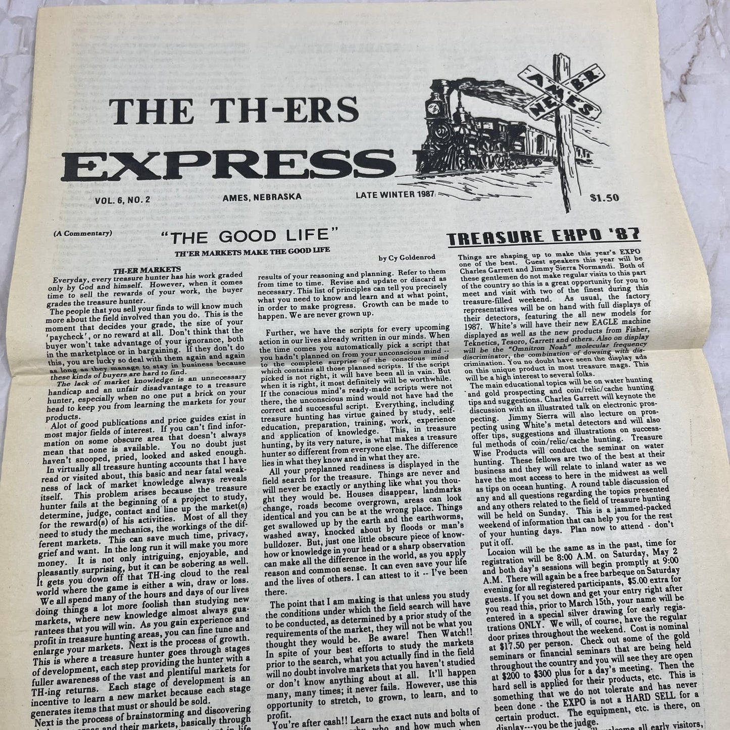 1987 Vol 6 No 2 TH-ers Express Treasure Hunting Newspaper Fremont NE M20