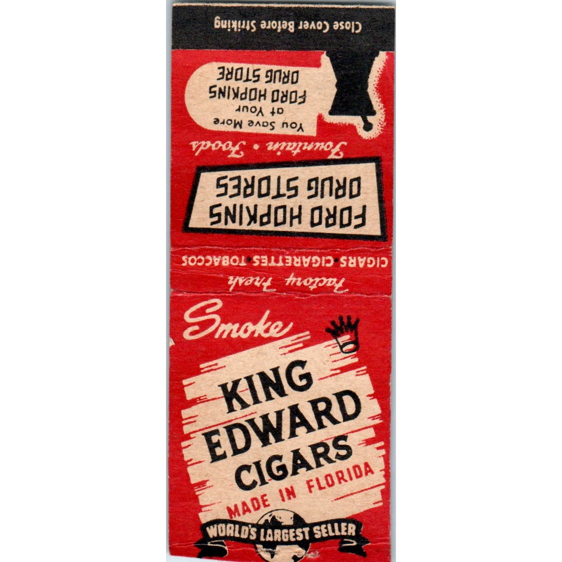 King Edward Cigars Made in Florida Vintage Matchbook Cover SD2-Y6