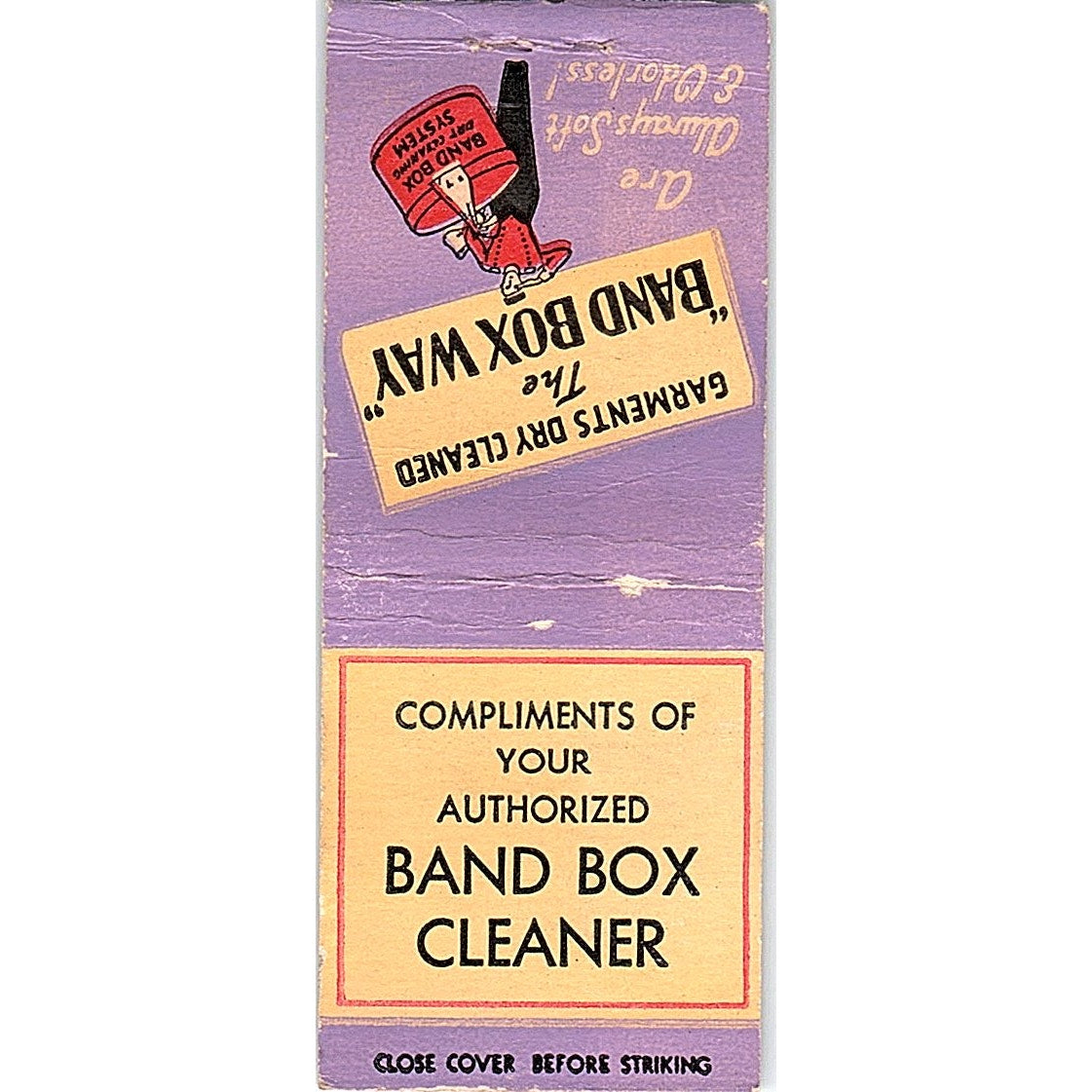 Band Box Dry Cleaning System Vintage Matchbook Cover SC7-Y5