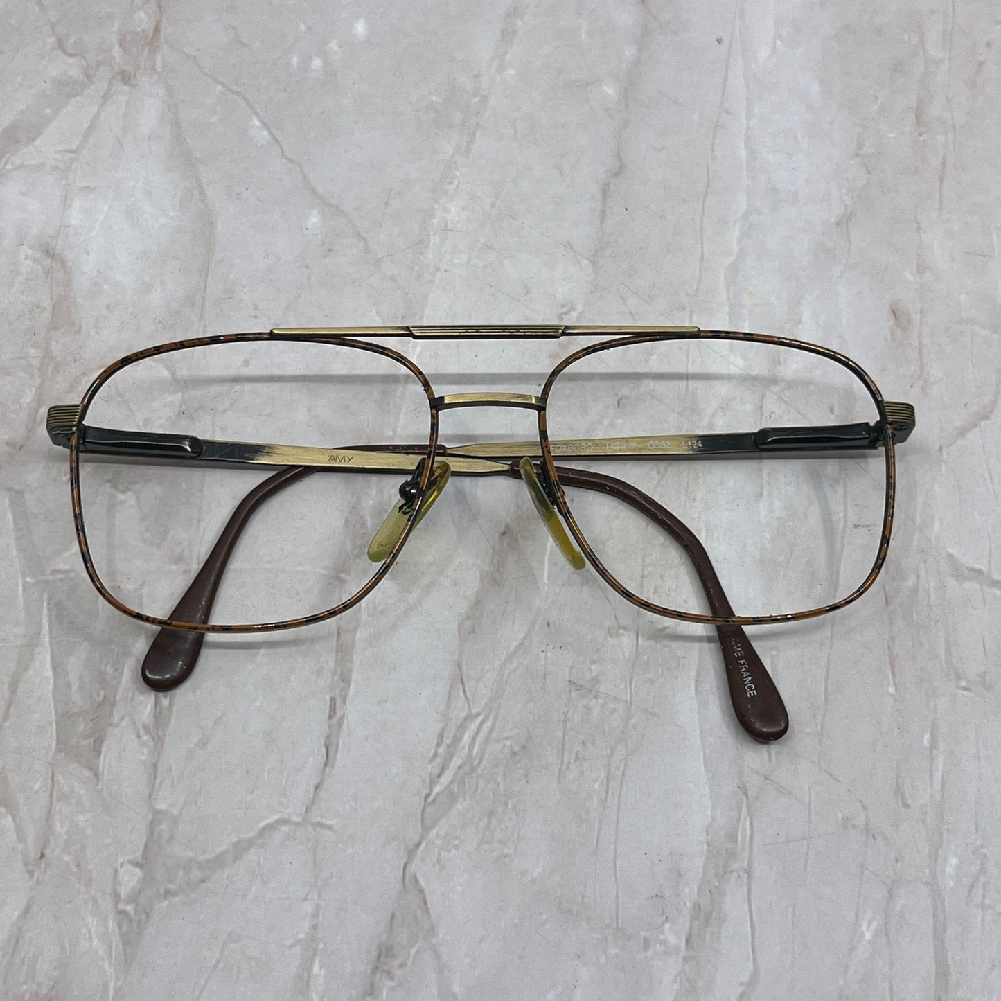 Vintage L'Amy Foxboro France 140mm CC32 L124 Aviator Eyeglasses Frames TG7-G2-10