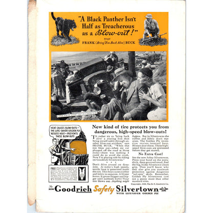 1935 Black Panther Goodrich Safety Silvertown Magazine Advertisement 7x10 D9