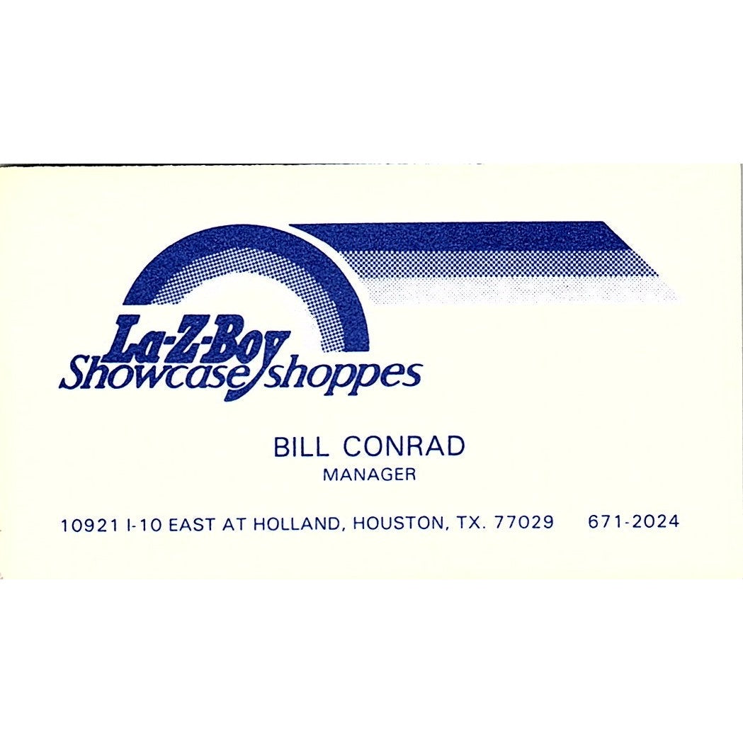 La-Z-Boy Showcase Shoppes Bill Conrad Houston Texas Vintage Business Card SF3-B2