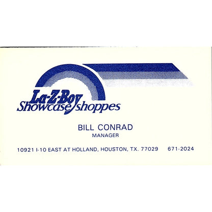 La-Z-Boy Showcase Shoppes Bill Conrad Houston Texas Vintage Business Card SF3-B2