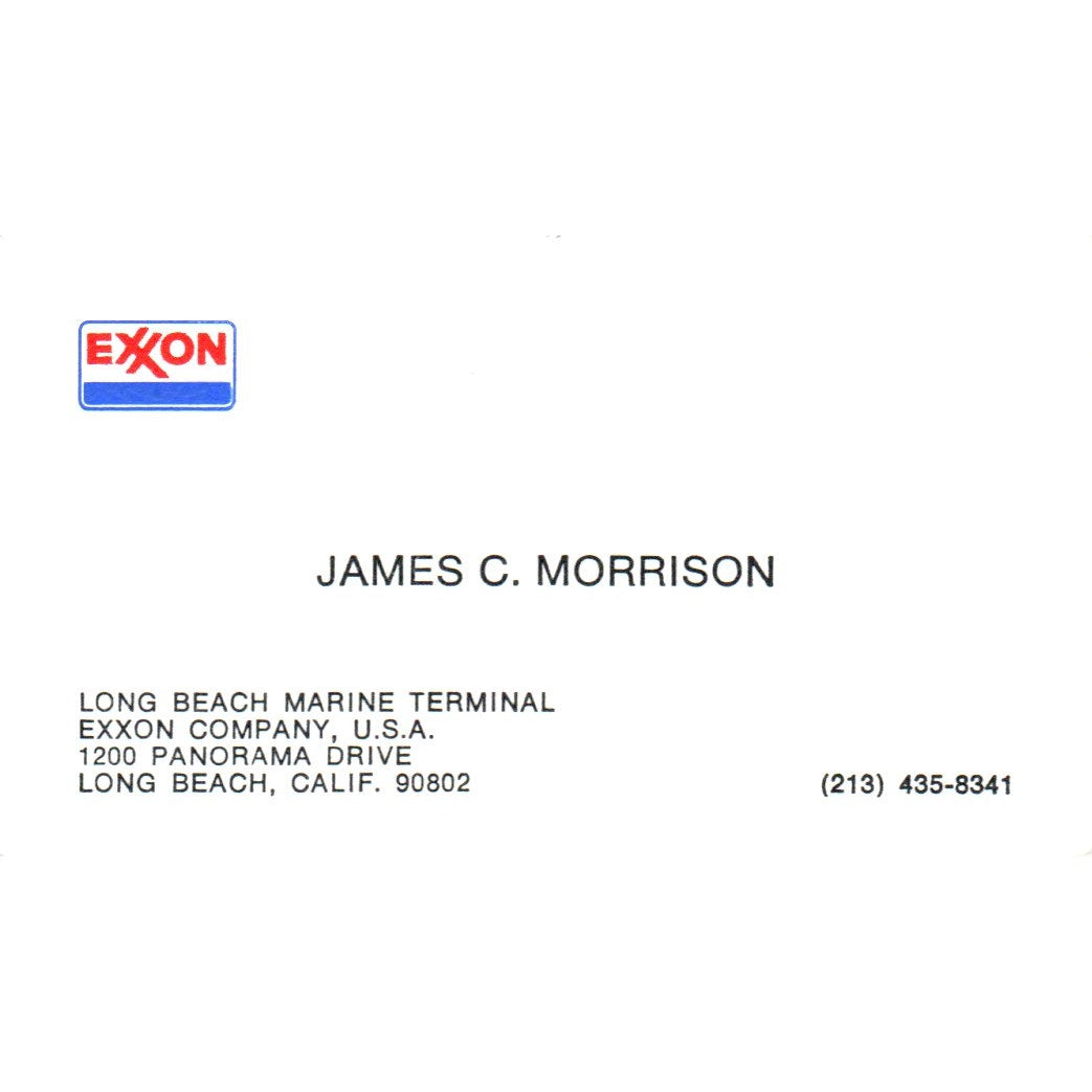 James C. Morrison Long Beach Exxon Oil Vintage Business Card SD8-B21