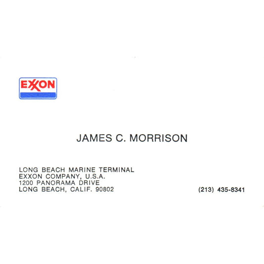 James C. Morrison Long Beach Exxon Oil Vintage Business Card SD8-B21