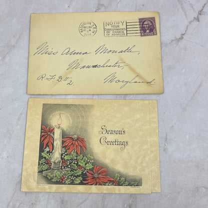 1932 Card and Envelope Anna Mouath Maryland Postal Cover Ai5-PCL