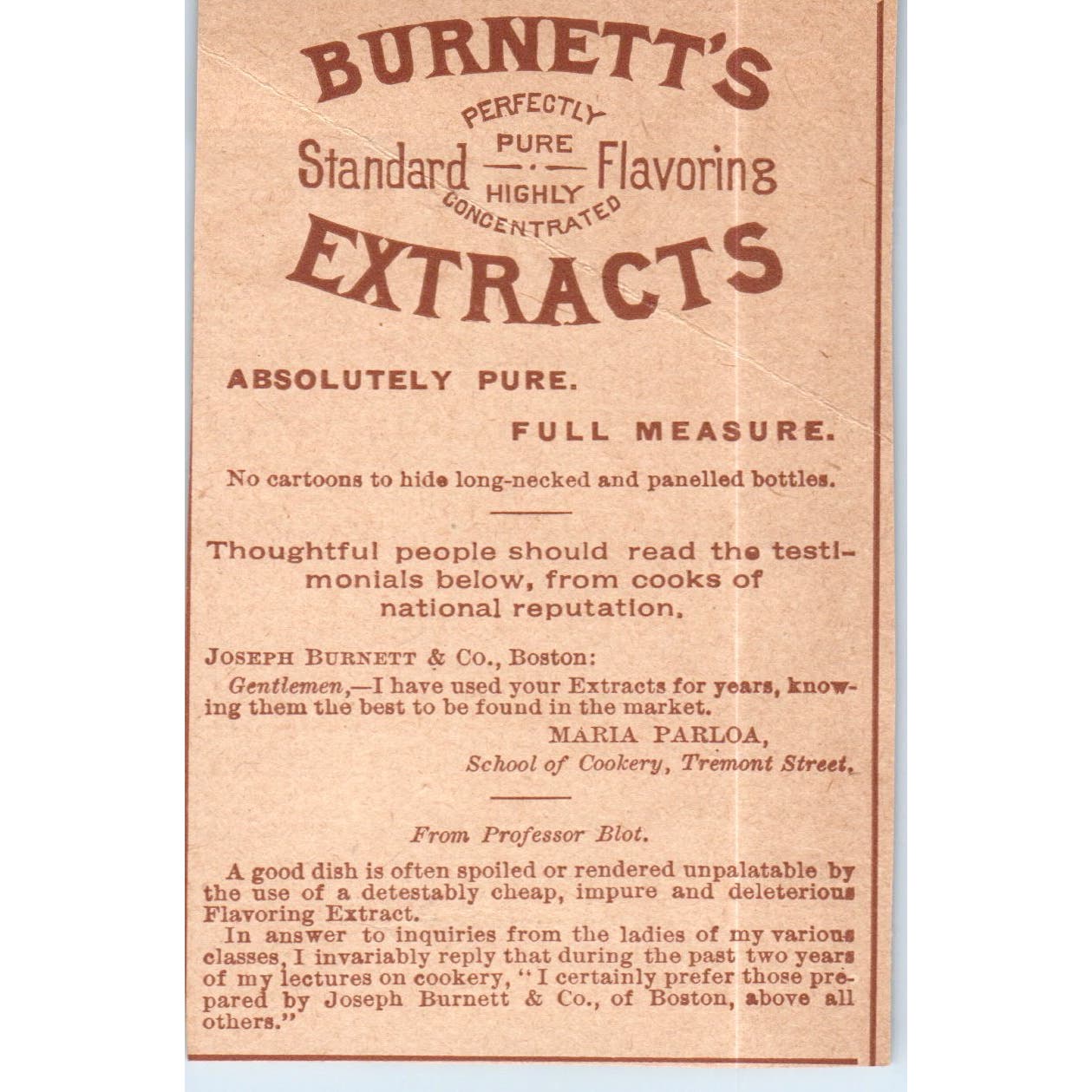 Burnett's Extracts Joseph Burnett & Co Boston Chicago c1890 Victorian Ad AE8-CH7