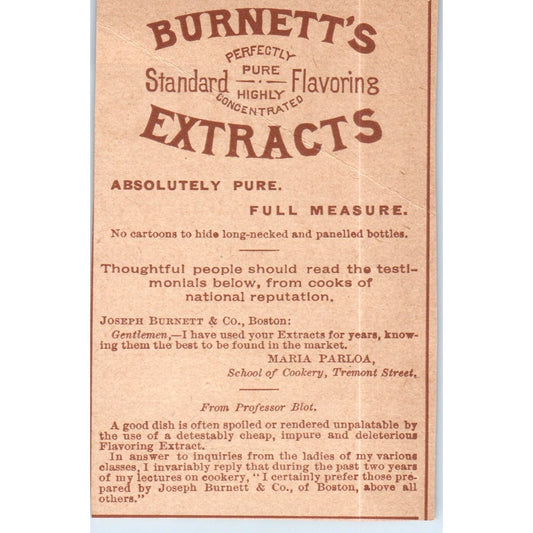 Burnett's Extracts Joseph Burnett & Co Boston Chicago c1890 Victorian Ad AE8-CH7