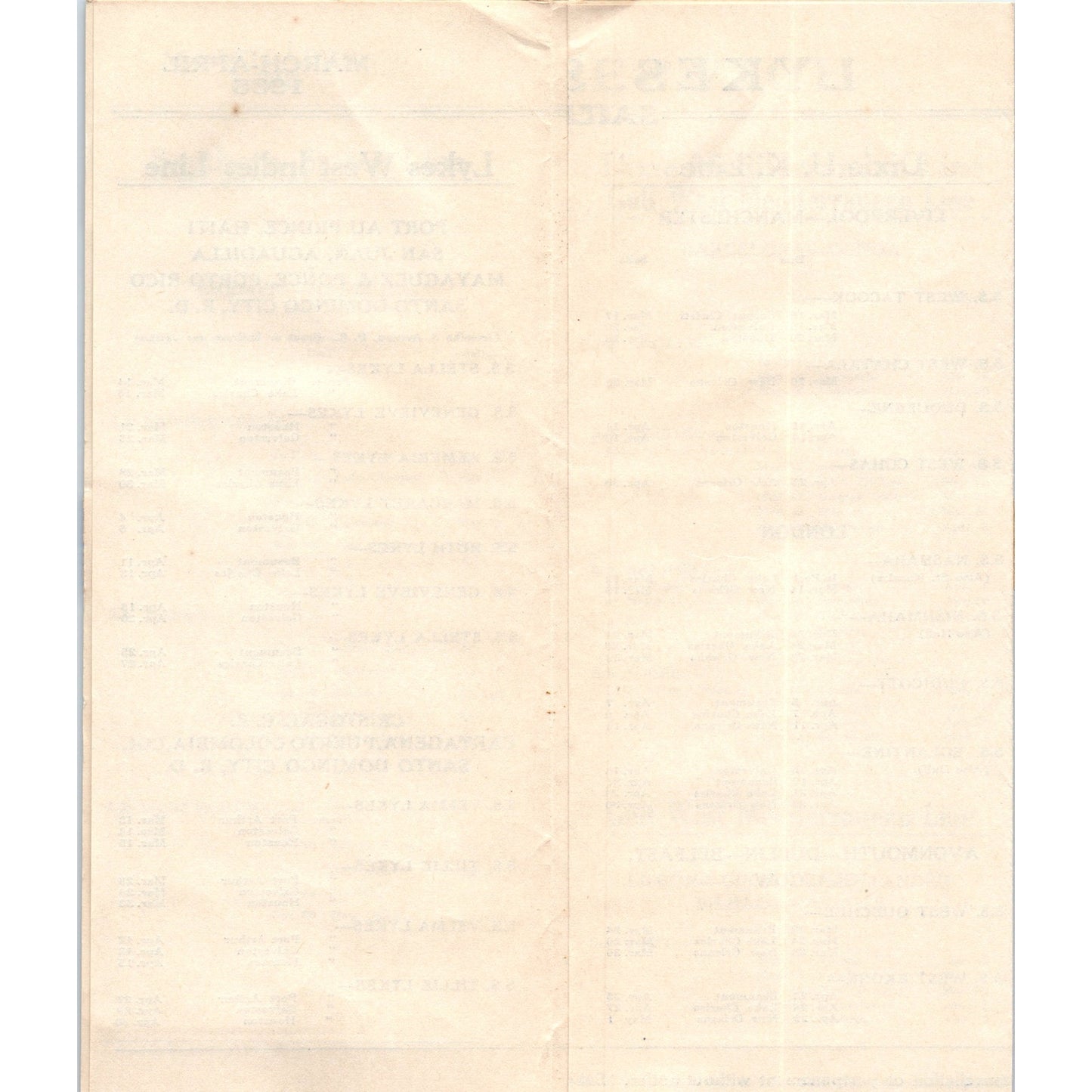 1935 Lykes Bros. Steamship Co U.S. Mail Steamers Sailing Schedule TH2-O2