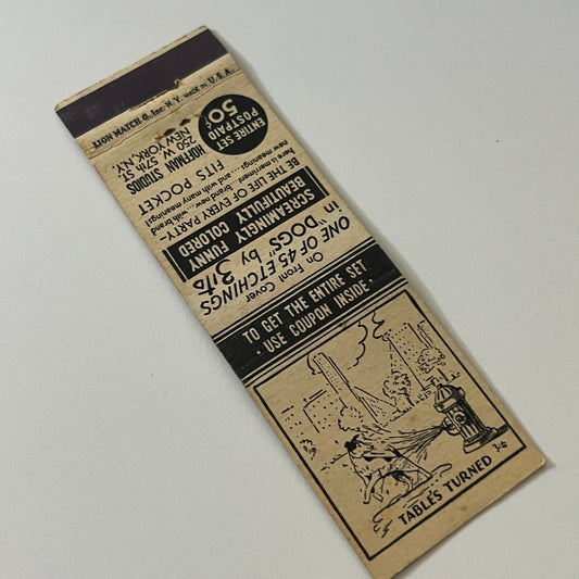 Pretty Girl Cartoon Hoffmann Studios NY Dog Etchings Matchbook Cover MB59-4