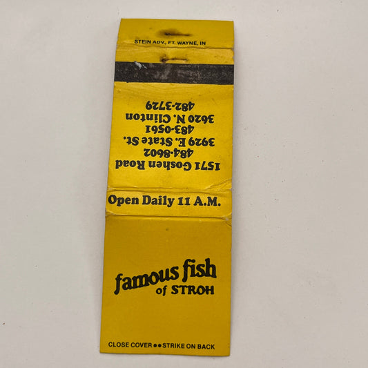 Famous Fish of Stroh Fort Wayne Indiana Vintage Matchbook TB6-MB2-15