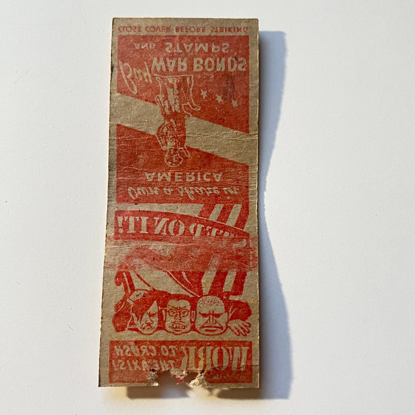 1940s WWII Step On It Hitler Tojo Musso Caricature Matchbook Cover MB111-6-3