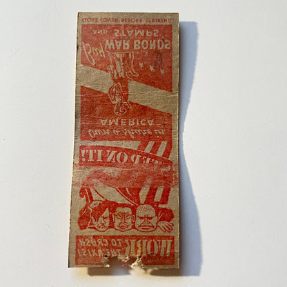 1940s WWII Step On It Hitler Tojo Musso Caricature Matchbook Cover MB111-6-3