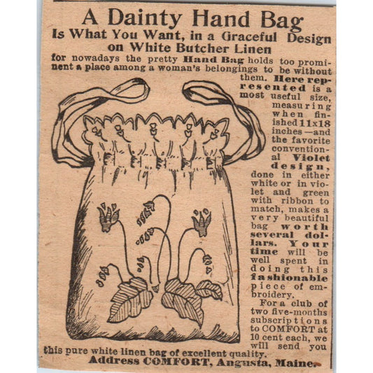 Dainty Handbag Offer Comfort Augusta Maine 1910 Magazine Ad AF1-CM2