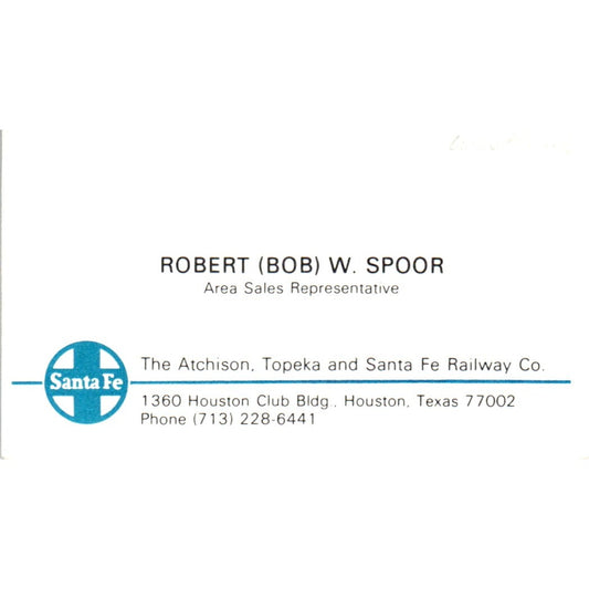 Robert Bob W. Spoor The Atchison, Topeka & Santa Fe Railway Business Card SD4-B4