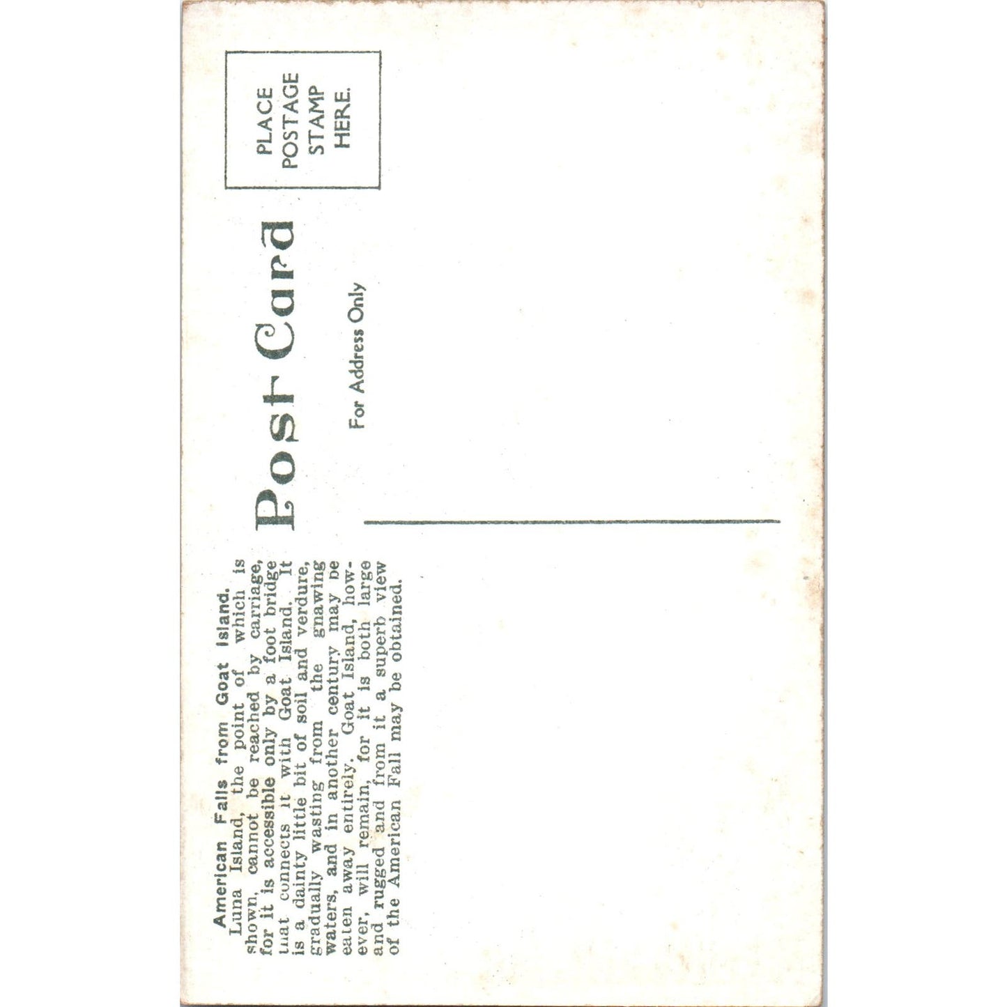 Terrapin Point Goat Isle Niagara Falls Vintage Original Postcard PC10