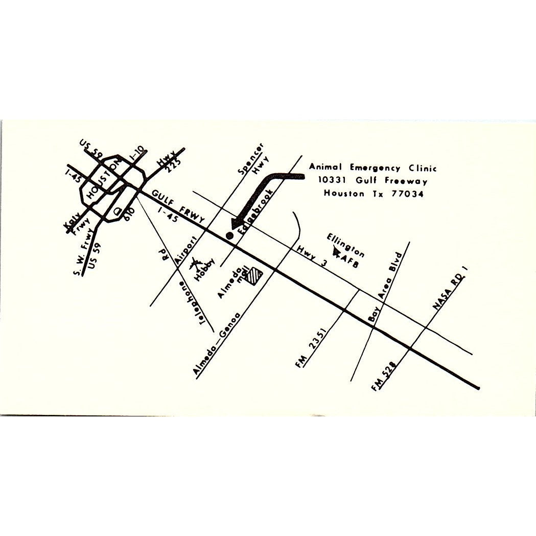 Animal Emergency Clinic, E.E. Houston Vintage Business Card SE5-B1
